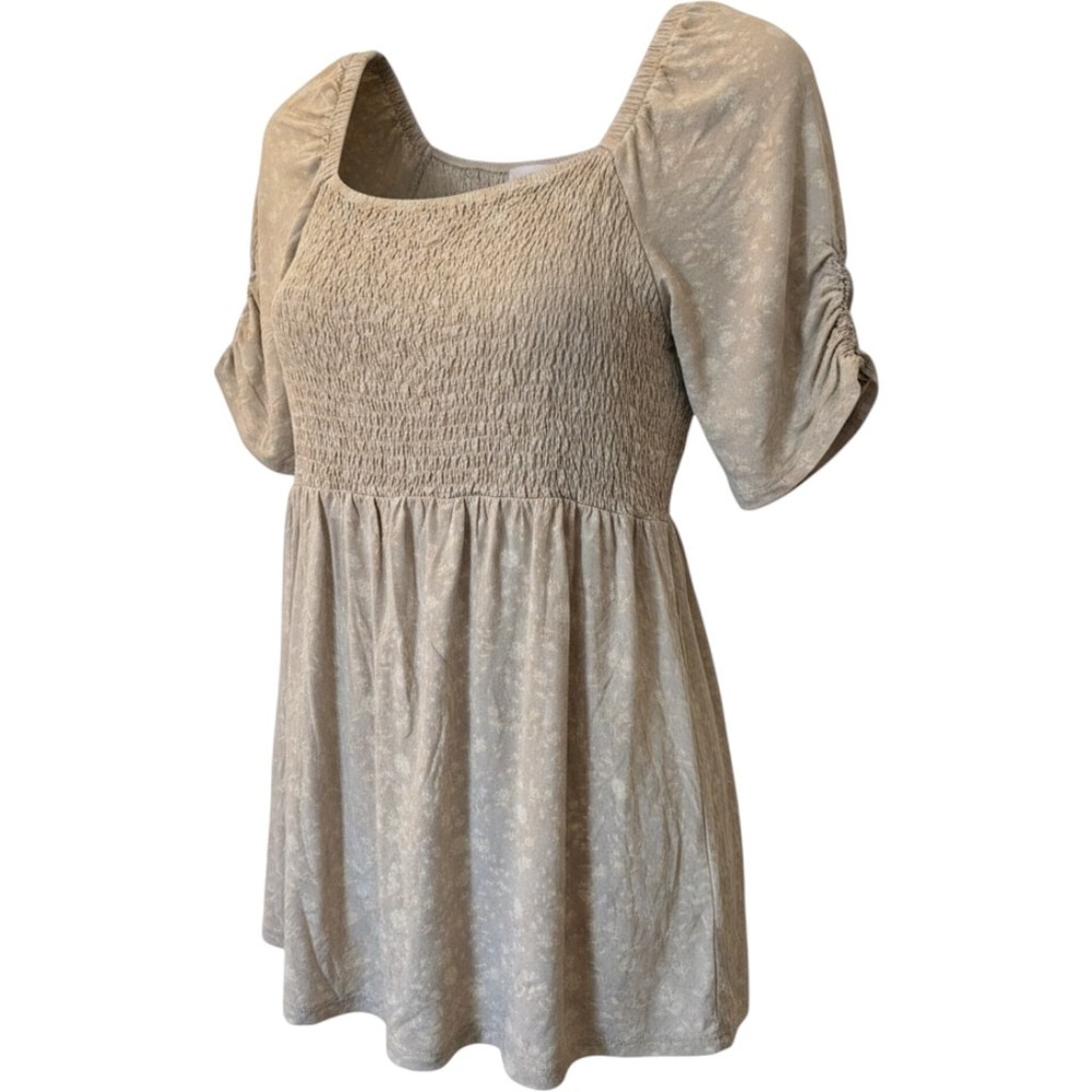Isabel by Ingrid & Isabel Maternity Smocked Floral Top Beige Square Neck Medium